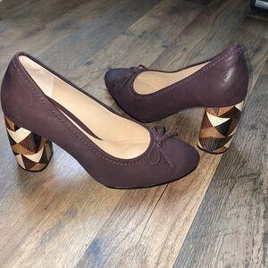 Burgundy Clarks Grace Nina Wooden Block Heels